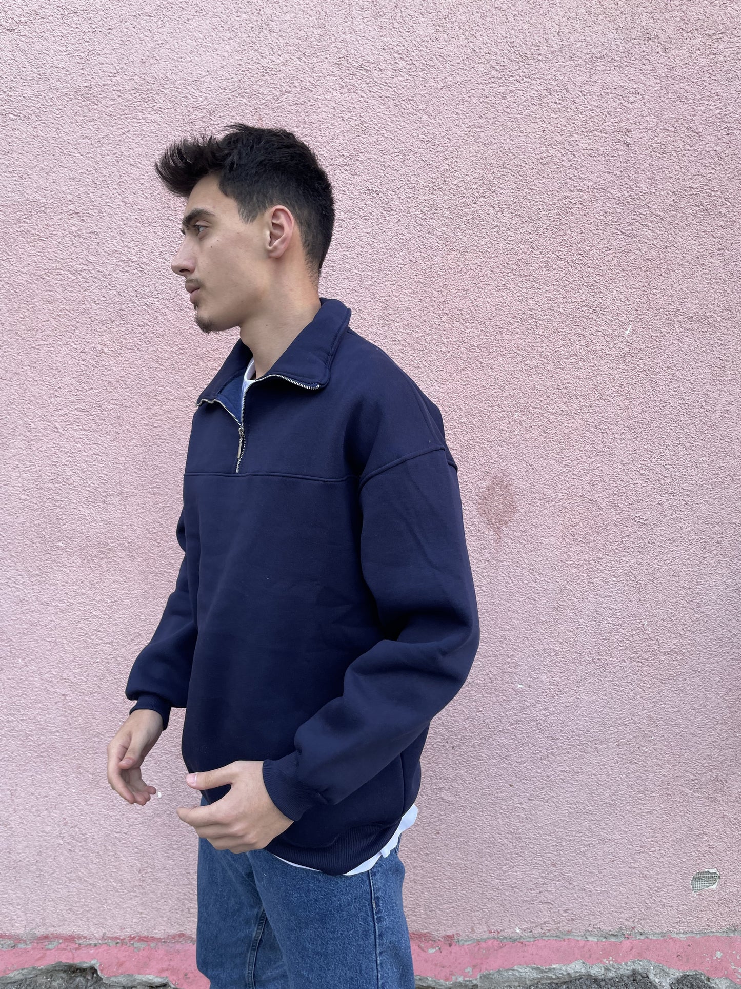 Lacivert Half Zip Sweat