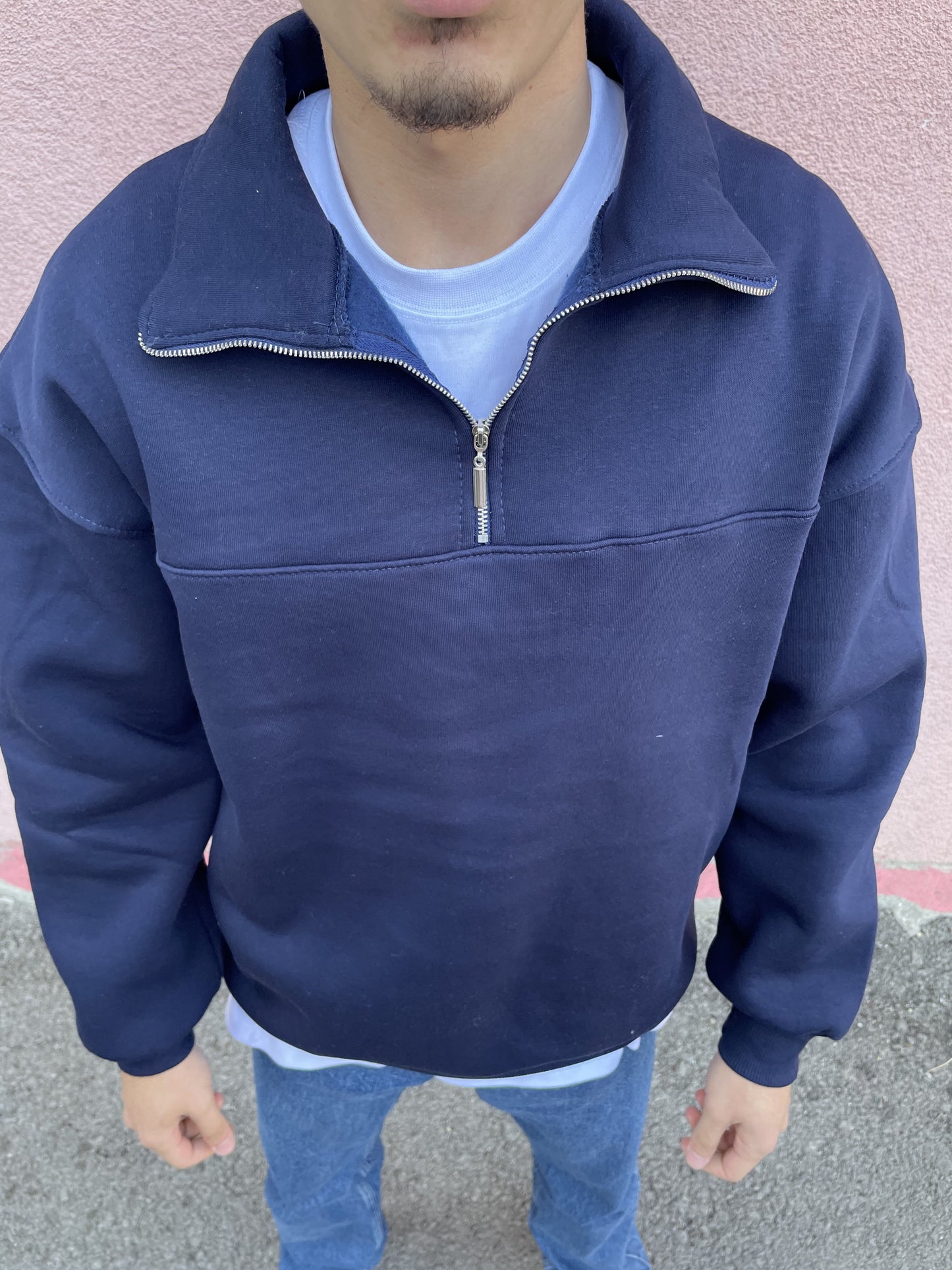 Lacivert Half Zip Sweat