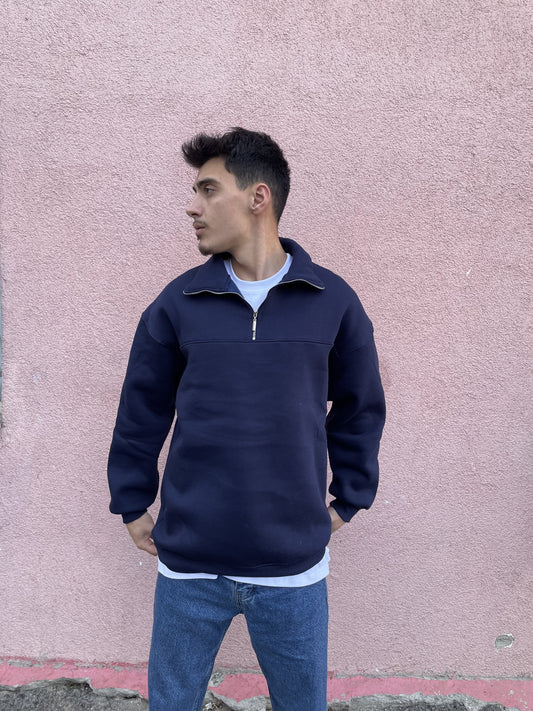 Lacivert Half Zip Sweat
