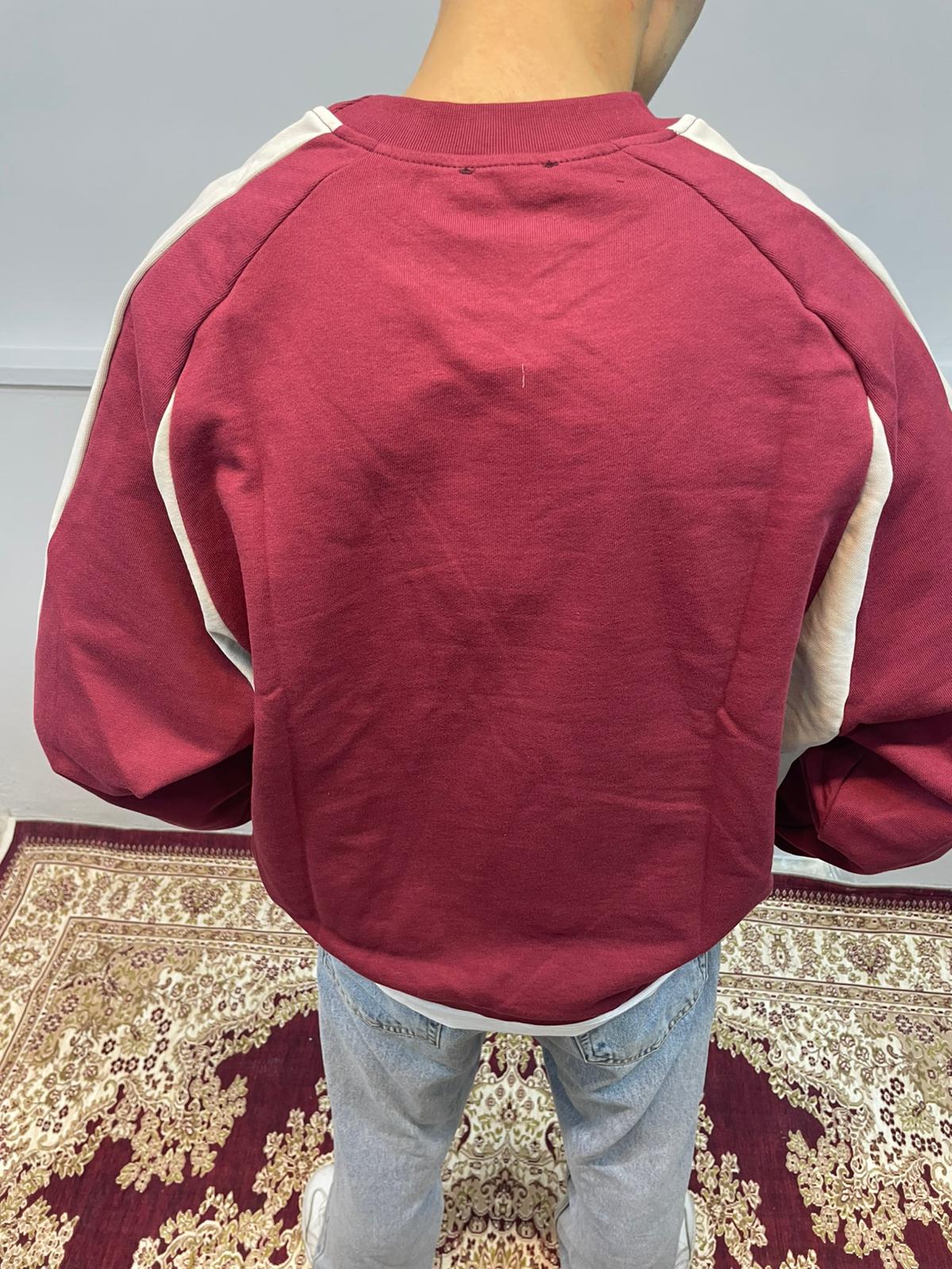 Bordo Kabartma Baskılı Sweat