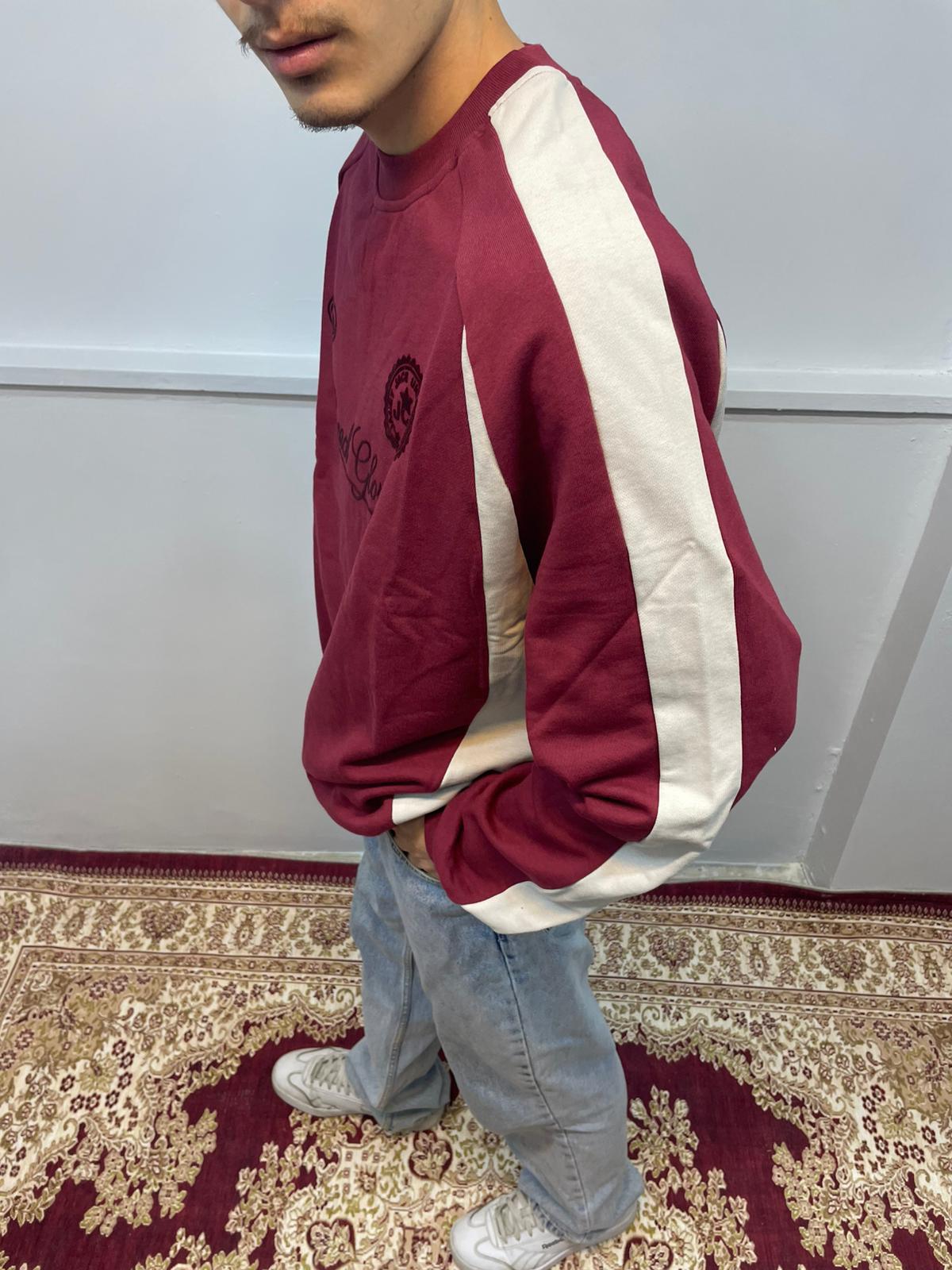 Bordo Kabartma Baskılı Sweat