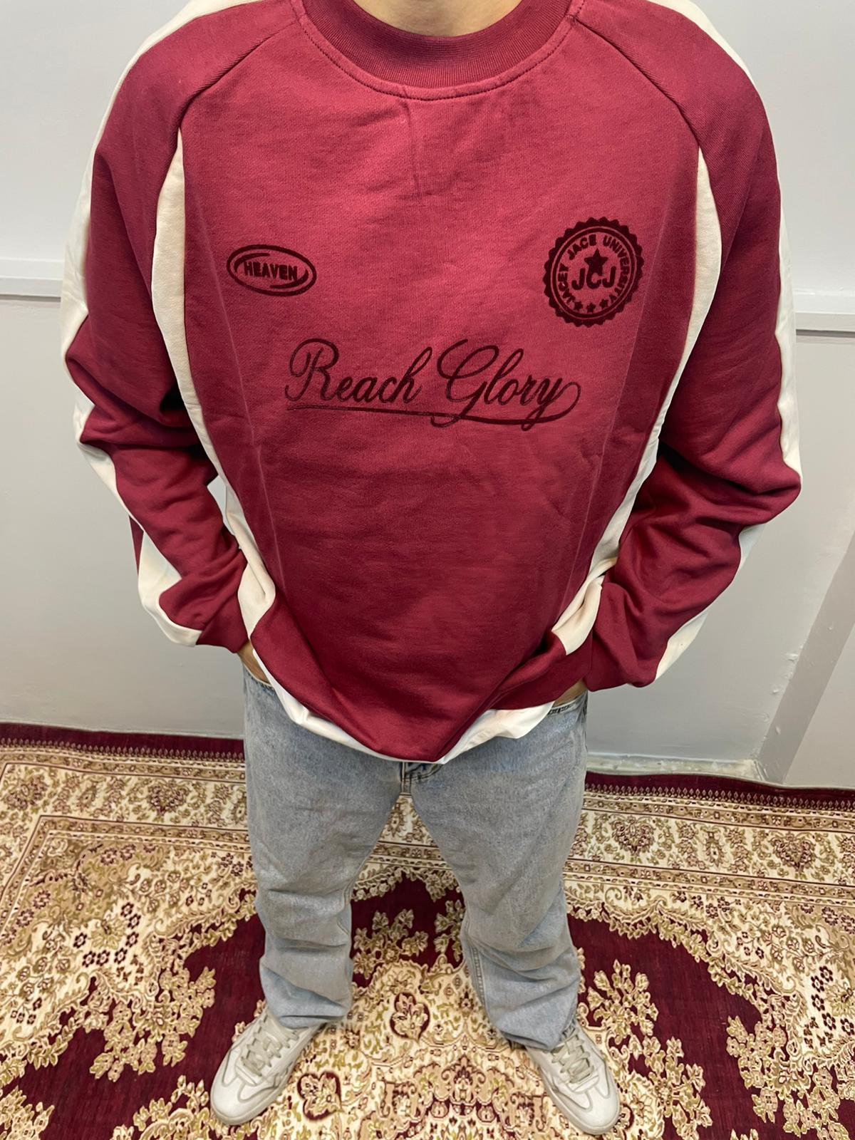 Bordo Kabartma Baskılı Sweat
