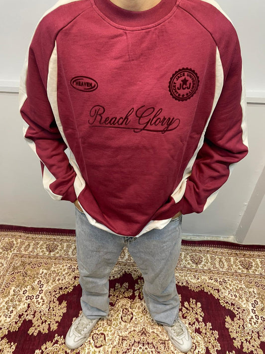 Bordo Kabartma Baskılı Sweat